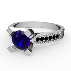 Edina Tektaş Yüzük - Lab safir ve siyah zirkon 925 ayar gümüş yüzük #13eaux0