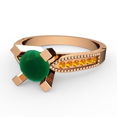 Edina Tektaş Yüzük - Kök zümrüt ve sitrin 8 ayar rose altın yüzük #161ia7b