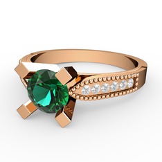 Edina Tektaş Yüzük - Yeşil kuvars ve pırlanta 18 ayar rose altın yüzük (0.132 karat) #18p591h