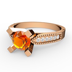 Edina Tektaş Yüzük - Sitrin ve swarovski 8 ayar rose altın yüzük #1a9nnnq