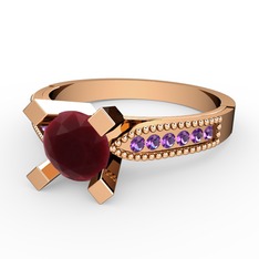 Edina Tektaş Yüzük - Kök yakut ve ametist 8 ayar rose altın yüzük #1abaj0h