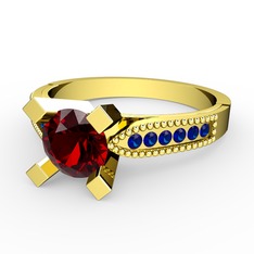 Garnet ve lab safir 8 ayar altın yüzük