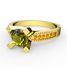 Peridot ve sitrin 14 ayar altın yüzük