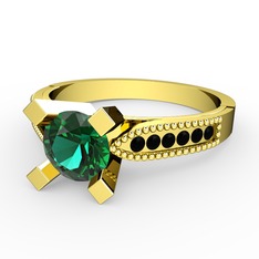 Yeşil kuvars ve siyah zirkon 925 ayar altın kaplama gümüş yüzük