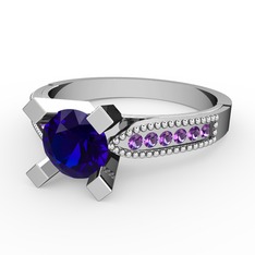 Edina Tektaş Yüzük - Lab safir ve ametist 18 ayar beyaz altın yüzük #1fefw8q