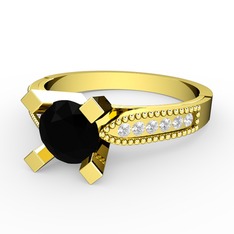 Edina Tektaş Yüzük - Siyah zirkon ve pırlanta 8 ayar altın yüzük (0.132 karat) #1gh6rwu