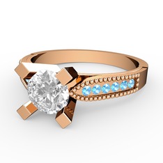 Swarovski ve akuamarin 18 ayar rose altın yüzük