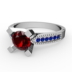 Edina Tektaş Yüzük - Garnet ve lab safir 18 ayar beyaz altın yüzük #1i4jgkj