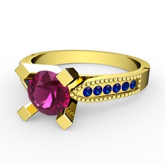 Rodolit garnet ve lab safir 8 ayar altın yüzük