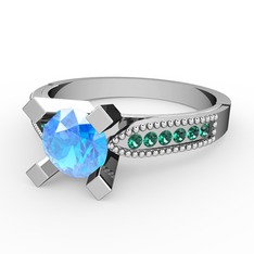Edina Tektaş Yüzük - Akuamarin ve yeşil kuvars 925 ayar gümüş yüzük #1jn1sem