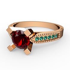 Edina Tektaş Yüzük - Garnet ve yeşil kuvars 925 ayar rose altın kaplama gümüş yüzük #1kmzhmh