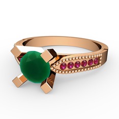 Edina Tektaş Yüzük - Kök zümrüt ve rodolit garnet 925 ayar rose altın kaplama gümüş yüzük #1l03hhb