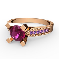 Rodolit garnet ve ametist 14 ayar rose altın yüzük
