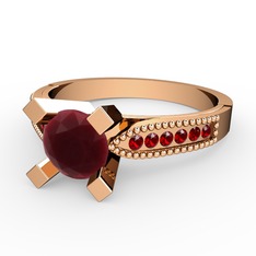 Kök yakut ve garnet 8 ayar rose altın yüzük