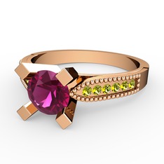 Rodolit garnet ve peridot 8 ayar rose altın yüzük