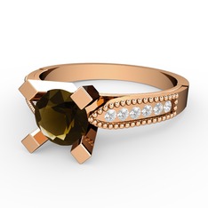 Edina Tektaş Yüzük - Dumanlı kuvars ve swarovski 925 ayar rose altın kaplama gümüş yüzük #1mlc8io