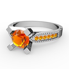 Edina Tektaş Yüzük - Sitrin 14 ayar beyaz altın yüzük #1rasn82