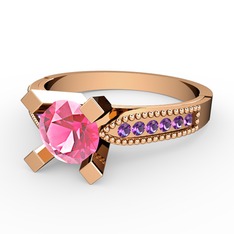 Edina Tektaş Yüzük - Pembe kuvars ve ametist 18 ayar rose altın yüzük #1spq21x