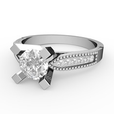 Swarovski ve beyaz zirkon 14 ayar beyaz altın yüzük