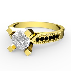 Edina Tektaş Yüzük - Swarovski ve siyah zirkon 925 ayar altın kaplama gümüş yüzük #1vzwy0h
