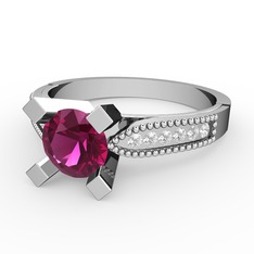 Edina Tektaş Yüzük - Rodolit garnet ve swarovski 18 ayar beyaz altın yüzük #1xjkk47
