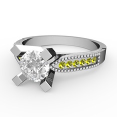 Edina Tektaş Yüzük - Swarovski ve peridot 18 ayar beyaz altın yüzük #1y94h3p