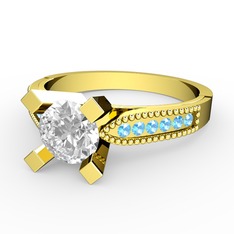 Edina Tektaş Yüzük - Swarovski ve akuamarin 8 ayar altın yüzük #2yy5wm