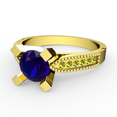 Edina Tektaş Yüzük - Lab safir ve peridot 925 ayar altın kaplama gümüş yüzük #3aq2tk