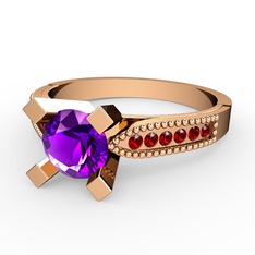 Ametist ve garnet 8 ayar rose altın yüzük