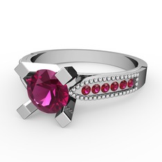 Edina Tektaş Yüzük - Rodolit garnet 8 ayar beyaz altın yüzük #47ntio