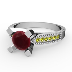 Kök yakut ve peridot 925 ayar gümüş yüzük