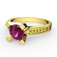 Edina Tektaş Yüzük - Rodolit garnet ve peridot 14 ayar altın yüzük #4cxaqm