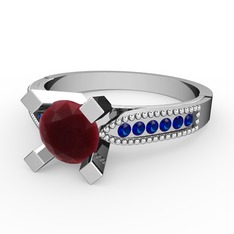 Edina Tektaş Yüzük - Kök yakut ve lab safir 14 ayar beyaz altın yüzük #4d2ed3