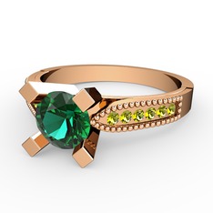 Edina Tektaş Yüzük - Yeşil kuvars ve peridot 925 ayar rose altın kaplama gümüş yüzük #5exzso