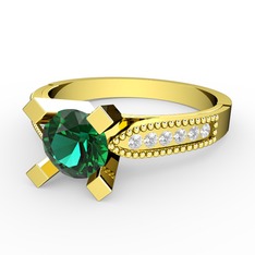 Yeşil kuvars ve swarovski 14 ayar altın yüzük