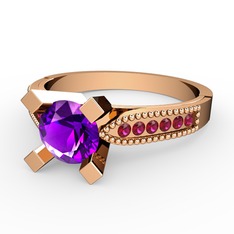 Ametist ve rodolit garnet 14 ayar rose altın yüzük