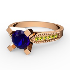 Edina Tektaş Yüzük - Lab safir ve peridot 18 ayar rose altın yüzük #7bqqiq