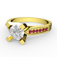 Edina Tektaş Yüzük - Swarovski ve rodolit garnet 18 ayar altın yüzük #8y3yym