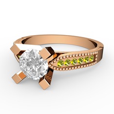 Edina Tektaş Yüzük - Swarovski ve peridot 18 ayar rose altın yüzük #921y4w