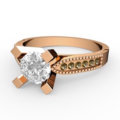 Edina Tektaş Yüzük - Swarovski ve dumanlı kuvars 925 ayar rose altın kaplama gümüş yüzük #aa511t