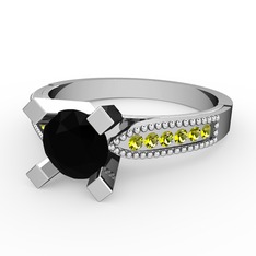 Edina Tektaş Yüzük - Siyah zirkon ve peridot 925 ayar gümüş yüzük #aiwzvd