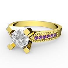 Edina Tektaş Yüzük - Swarovski ve ametist 14 ayar altın yüzük #bejwgb