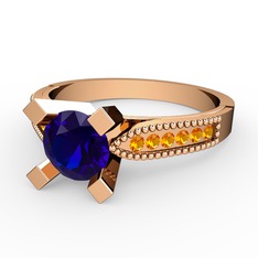 Edina Tektaş Yüzük - Lab safir ve sitrin 925 ayar rose altın kaplama gümüş yüzük #ggk5u6