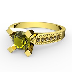 Edina Tektaş Yüzük - Peridot ve dumanlı kuvars 14 ayar altın yüzük #gnlu0k
