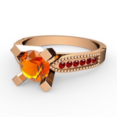 Sitrin ve garnet 18 ayar rose altın yüzük