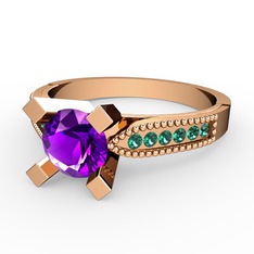 Edina Tektaş Yüzük - Ametist ve yeşil kuvars 8 ayar rose altın yüzük #grduwj