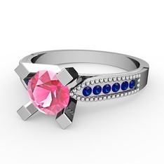 Edina Tektaş Yüzük - Pembe kuvars ve lab safir 18 ayar beyaz altın yüzük #gyfpe3