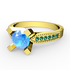 Edina Tektaş Yüzük - Akuamarin ve yeşil kuvars 8 ayar altın yüzük #gyl6r4