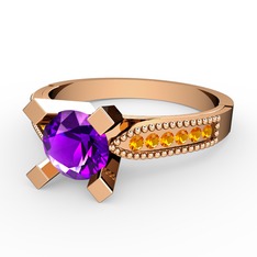 Edina Tektaş Yüzük - Ametist ve sitrin 18 ayar rose altın yüzük #jwjhd