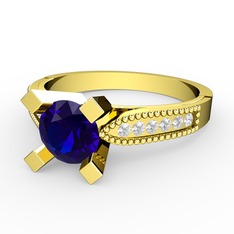 Edina Tektaş Yüzük - Lab safir ve pırlanta 8 ayar altın yüzük (0.132 karat) #luez2y